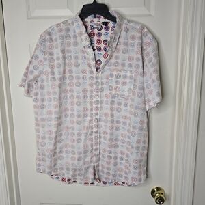 Mens White Marvel Captain America reversed fabric button down Shirt XL